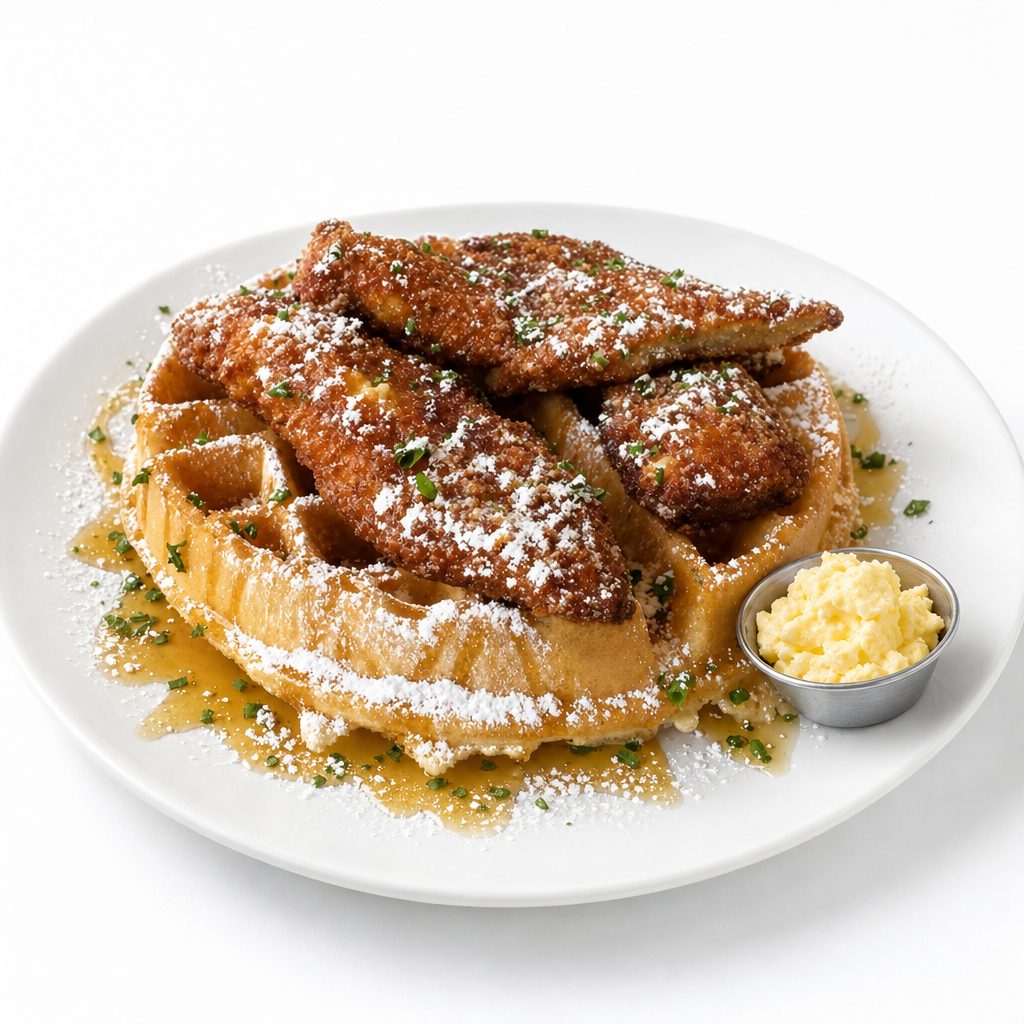 CHICKEN N WAFFLES.