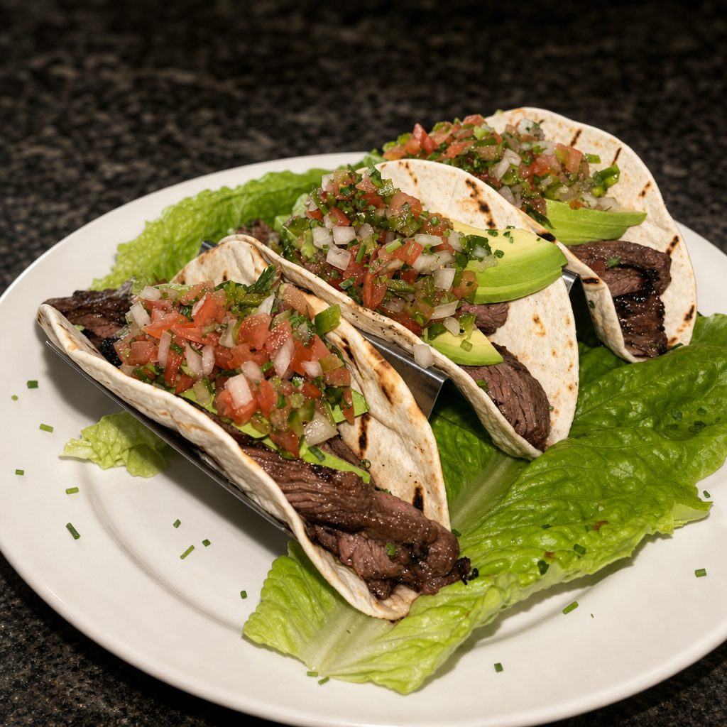 Skirt Steak Tacos.