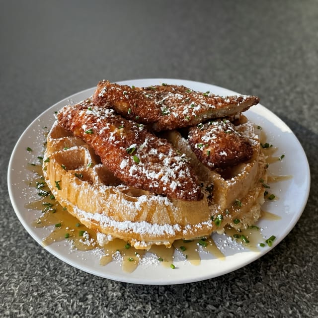 CHICKEN N WAFFLES.