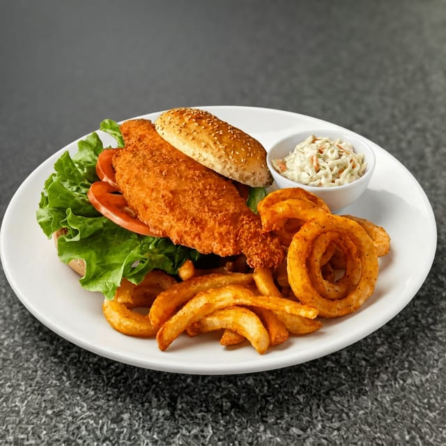 Flounder Filet Of Fish Sandwich.